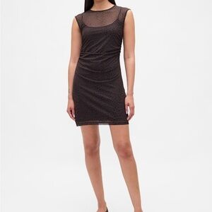 (SAND) Gap NWT Leopard Mesh Ruched Dress